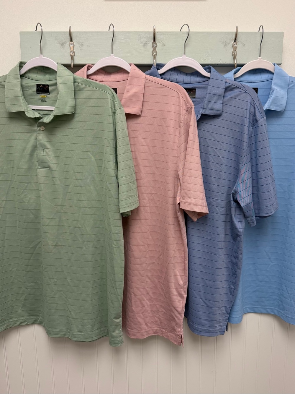 Greg Norman Collection Men's Polo Pack - Sage, Dusty Rose, Slate Blue, Sky Blue